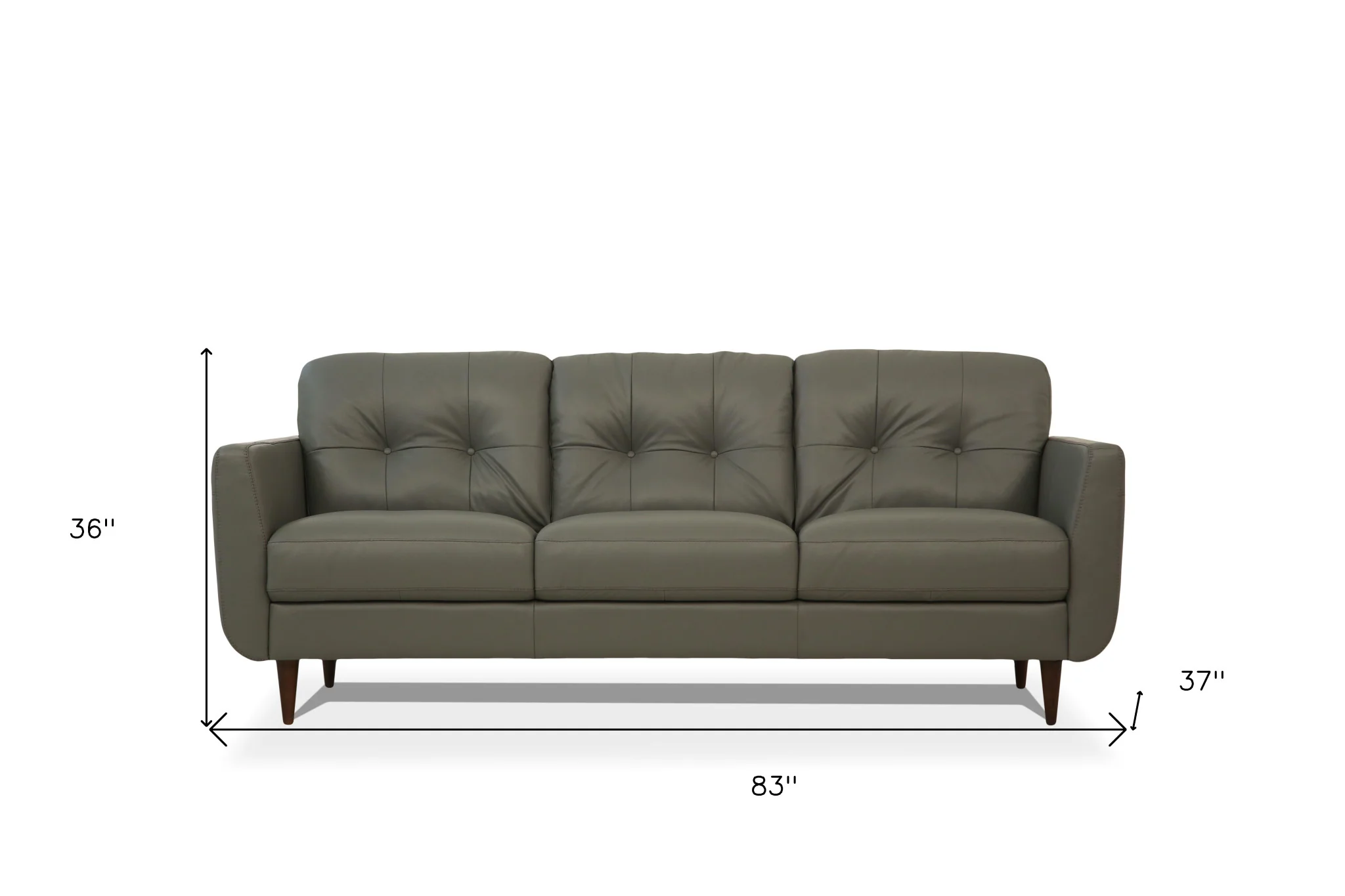 83" Green Leather And Black Sofa By Homeroots - Image 6