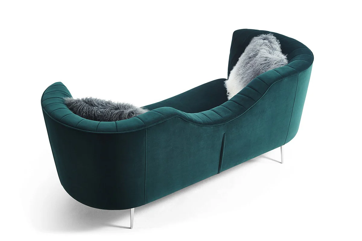 83" Green Two Person Curved Metal Legs Sofa Chaise By Homeroots - Image 2