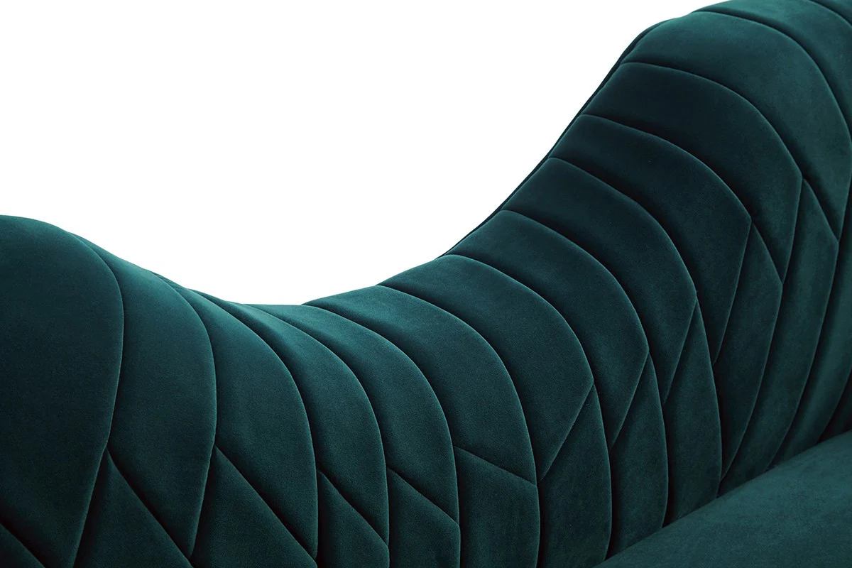 83" Green Two Person Curved Metal Legs Sofa Chaise By Homeroots - Image 3