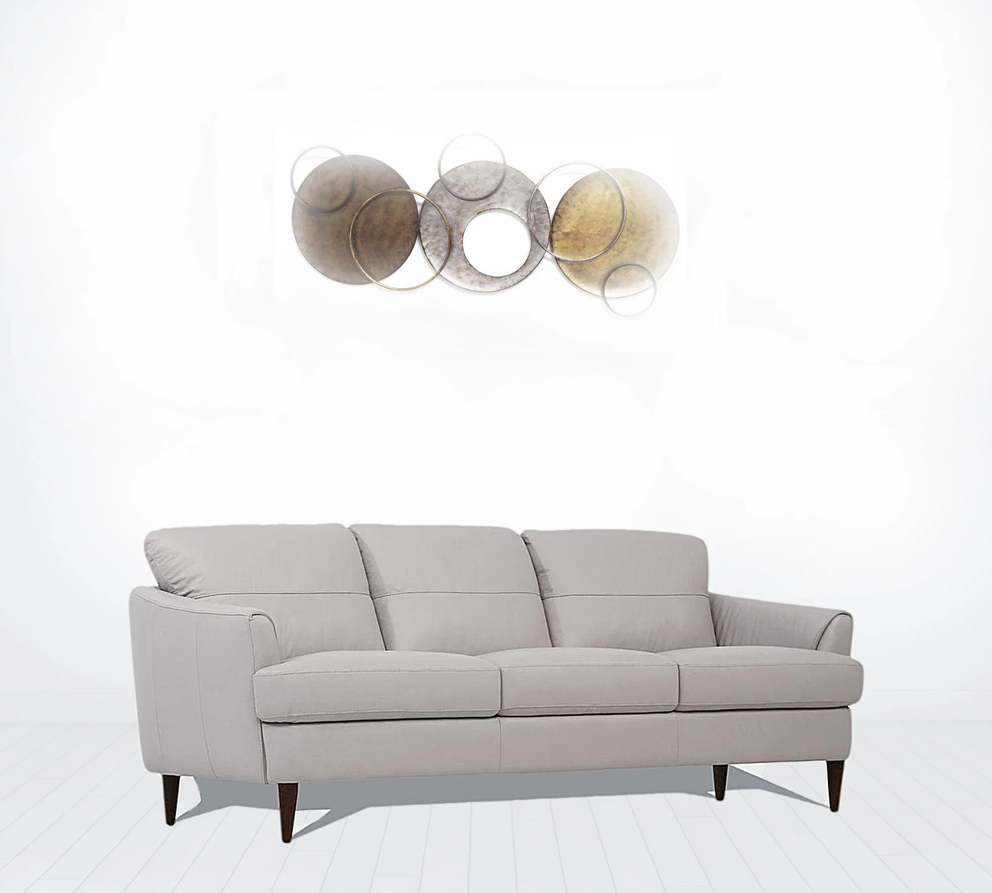83" Pearl Gray Leather And Black Sofa By Homeroots - Image 2
