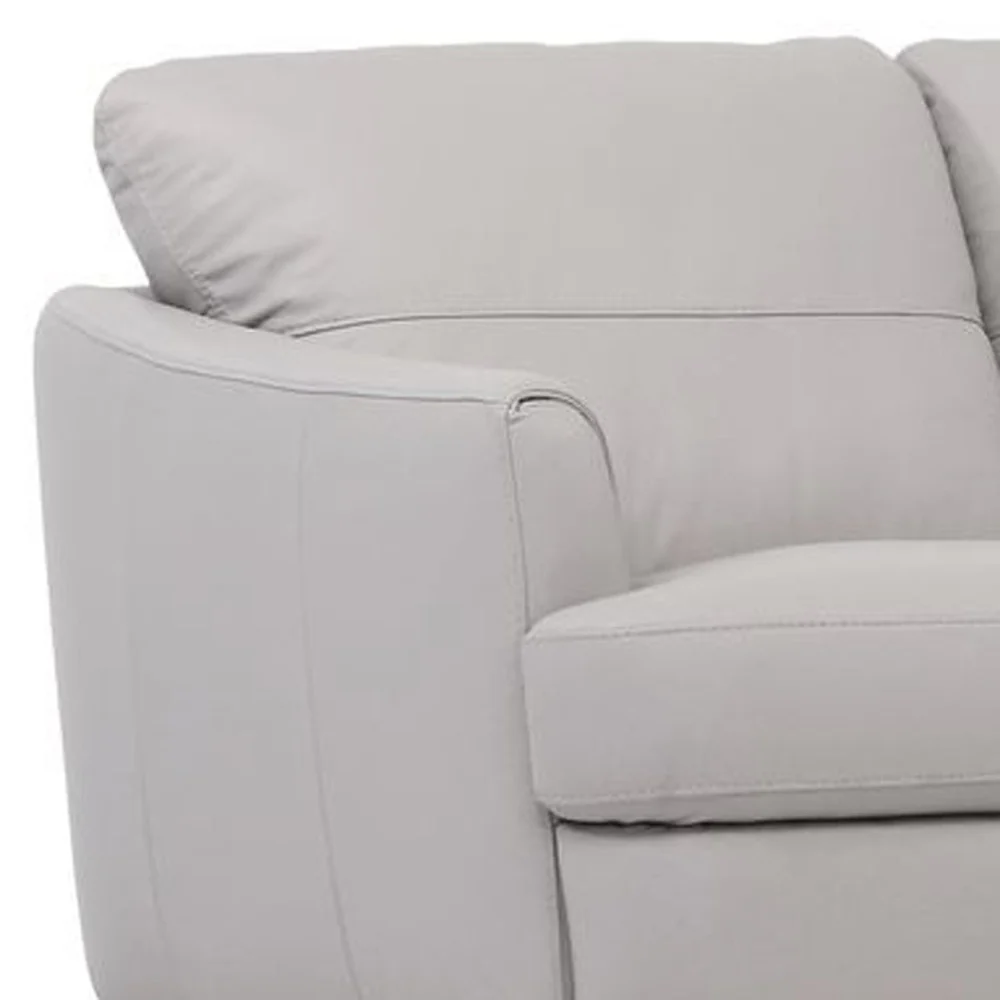 83" Pearl Gray Leather And Black Sofa By Homeroots - Image 3