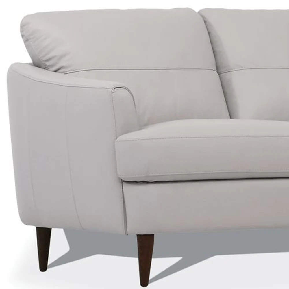 83" Pearl Gray Leather And Black Sofa By Homeroots - Image 4