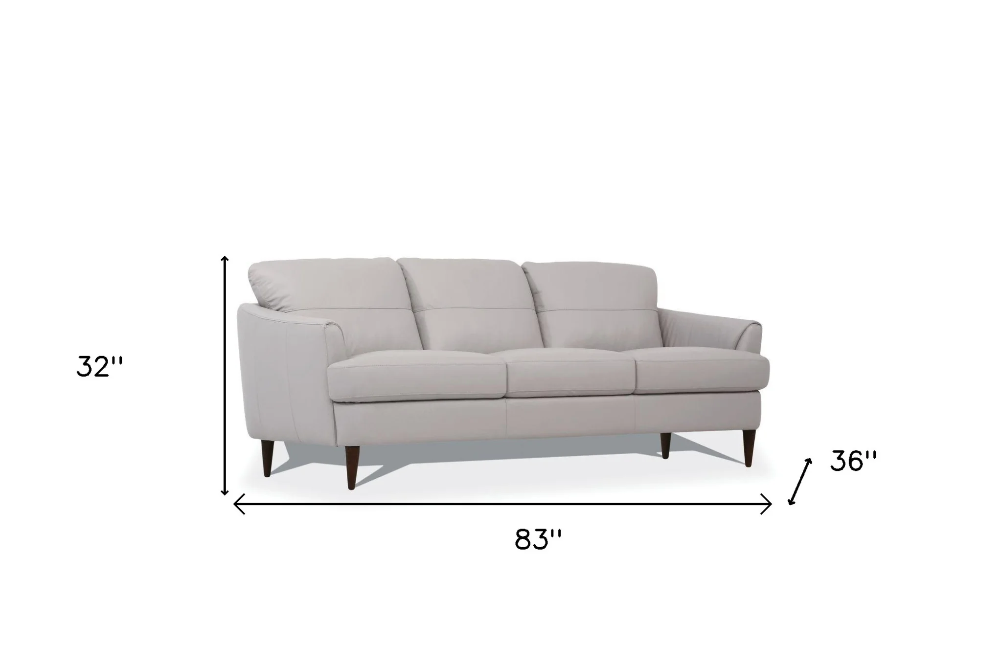 83" Pearl Gray Leather And Black Sofa By Homeroots - Image 5