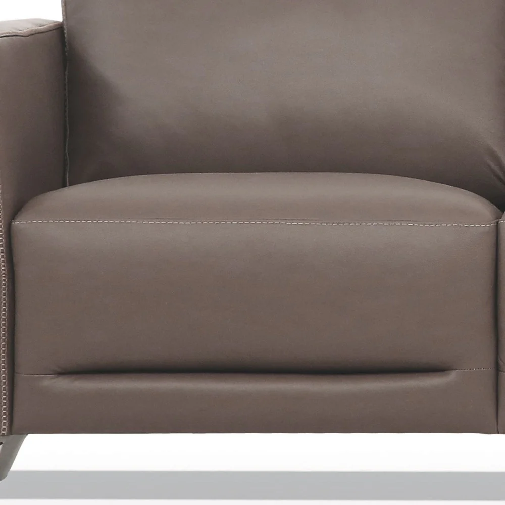 83" Taupe Leather And Black Sofa By Homeroots - Image 3