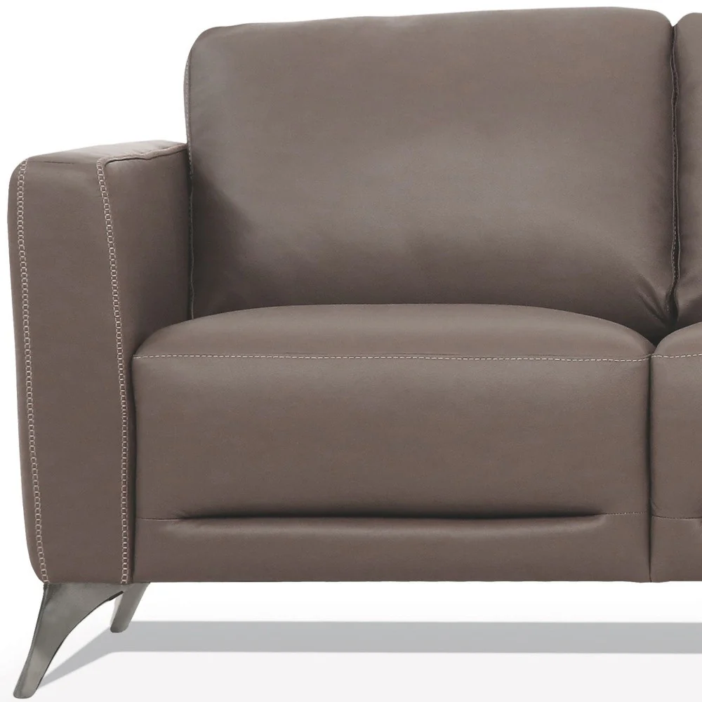 83" Taupe Leather And Black Sofa By Homeroots - Image 4