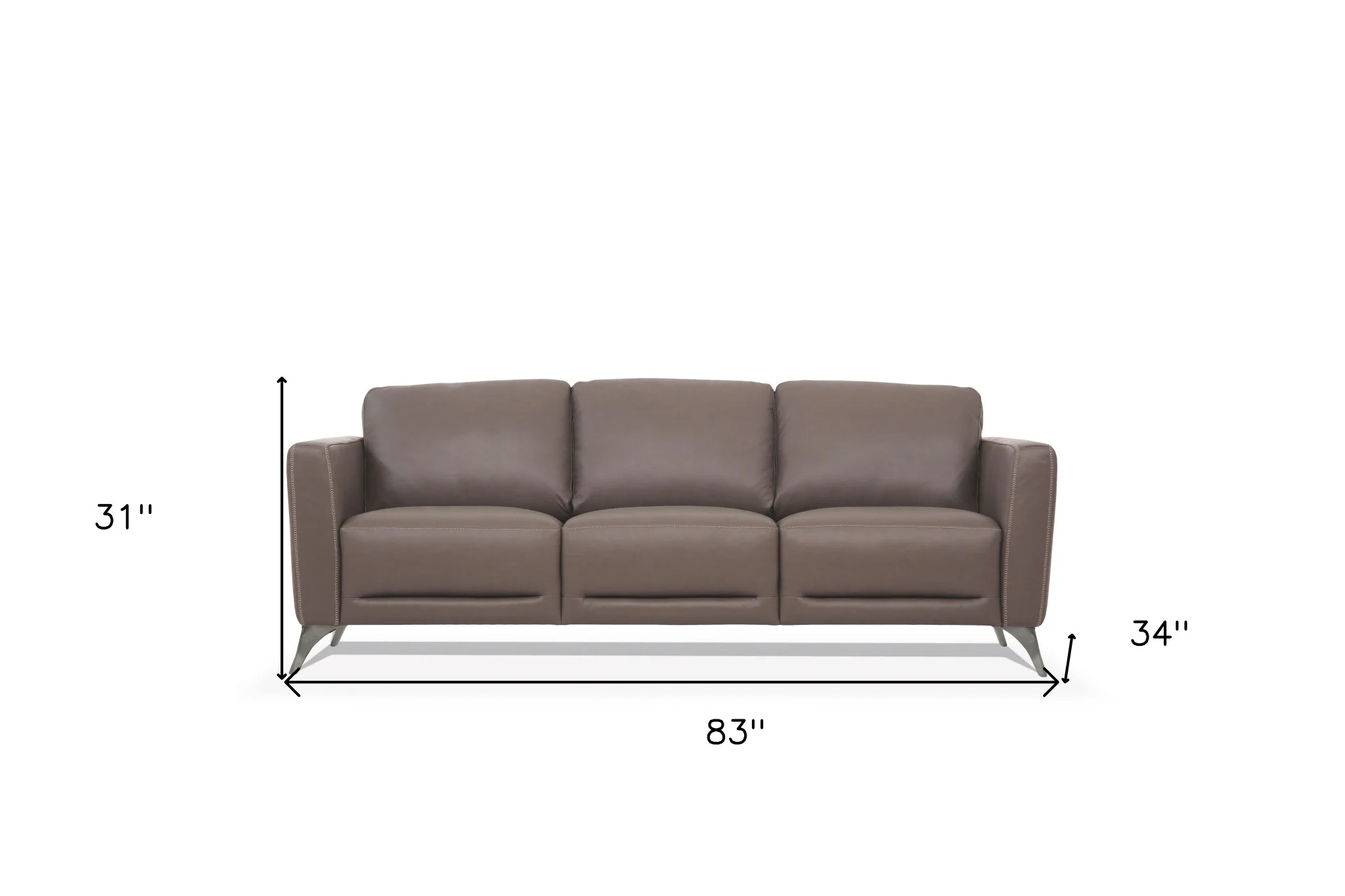 83" Taupe Leather And Black Sofa By Homeroots - Image 5