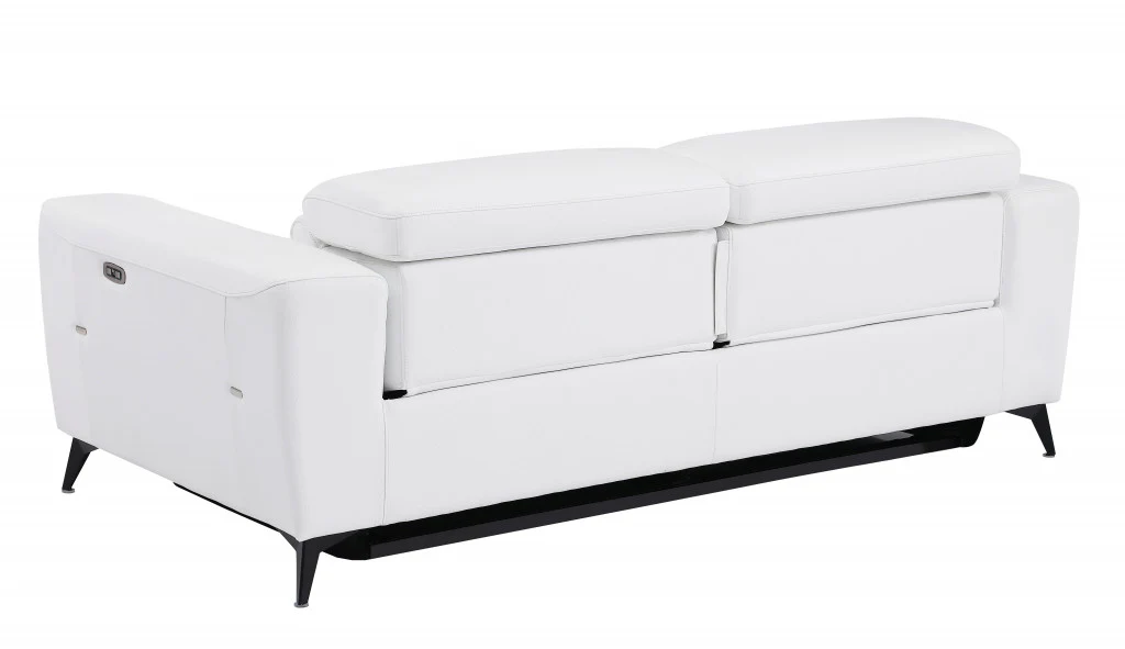 83" White Italian Leather Reclining Sofa By Homeroots - Image 3