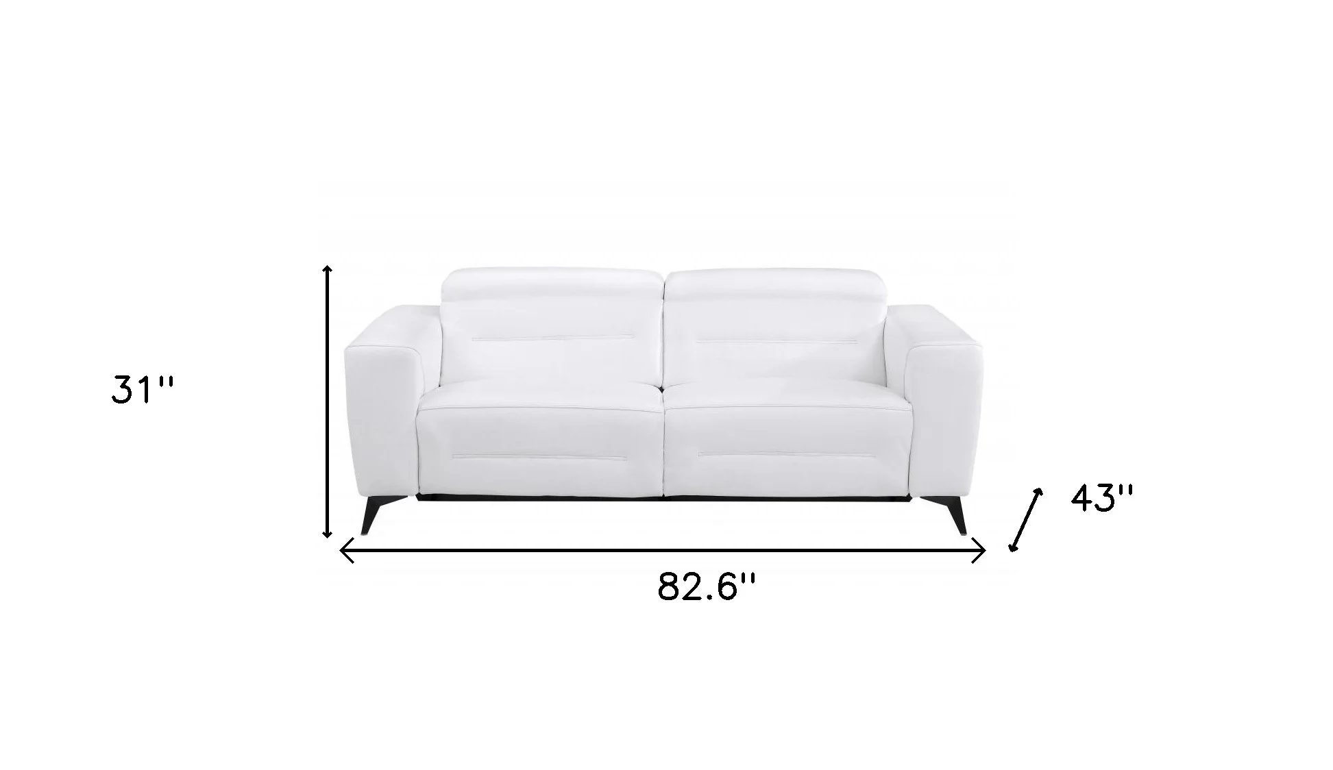 83" White Italian Leather Reclining Sofa By Homeroots - Image 6