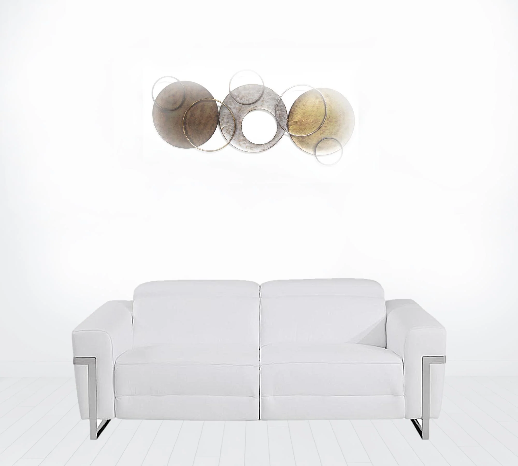 83" White Italian Leather with Chrome Accents Reclining Sofa By Homeroots - Image 7