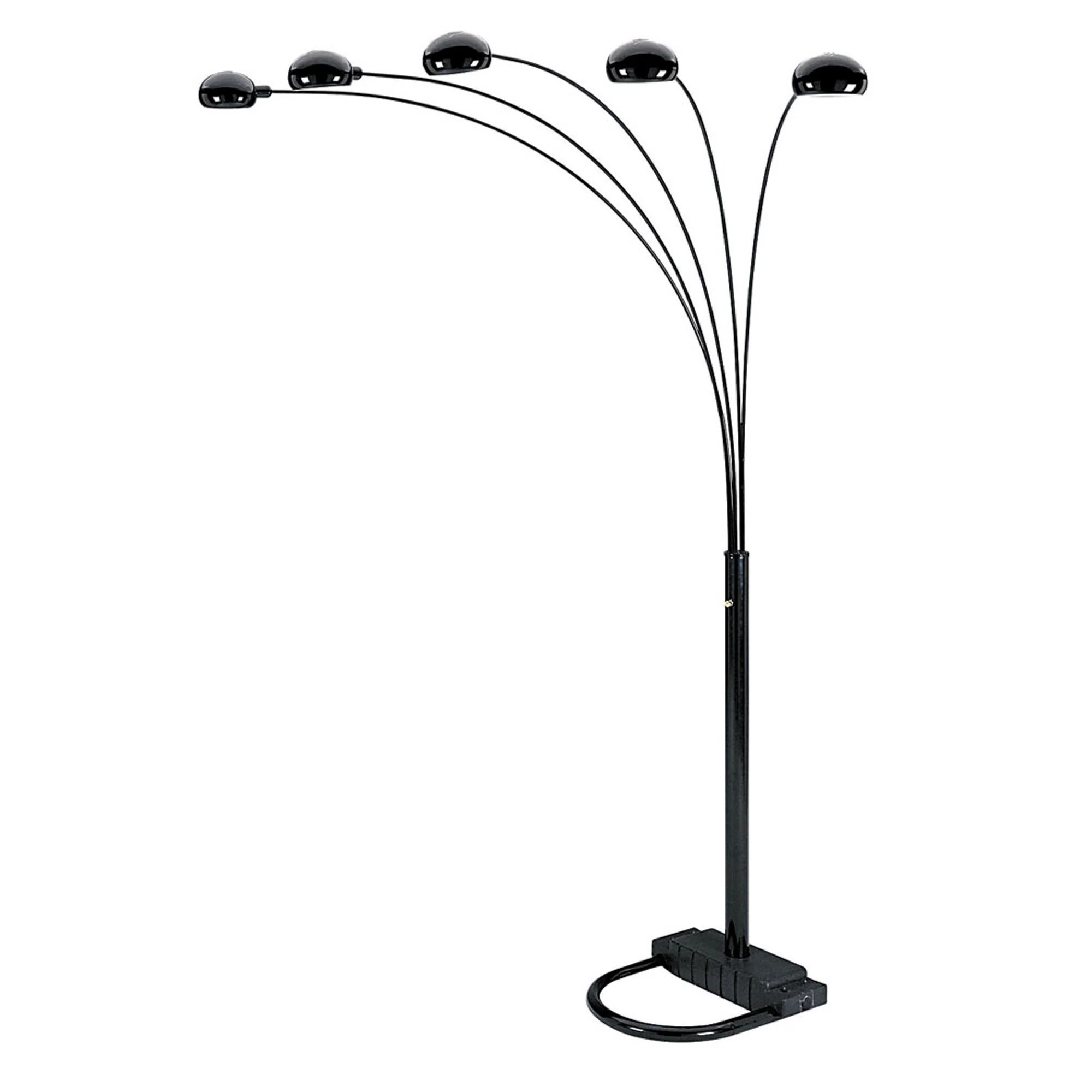 84" Black Five Light Arc Floor Lamp With Black Dome Shade By Homeroots - Image 4