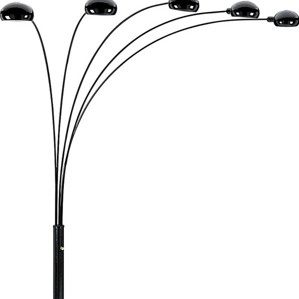 84" Black Five Light Arc Floor Lamp With Black Dome Shade By Homeroots - Image 5