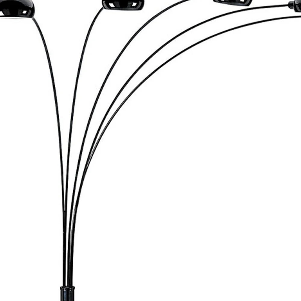 84" Black Five Light Arc Floor Lamp With Black Dome Shade By Homeroots - Image 6