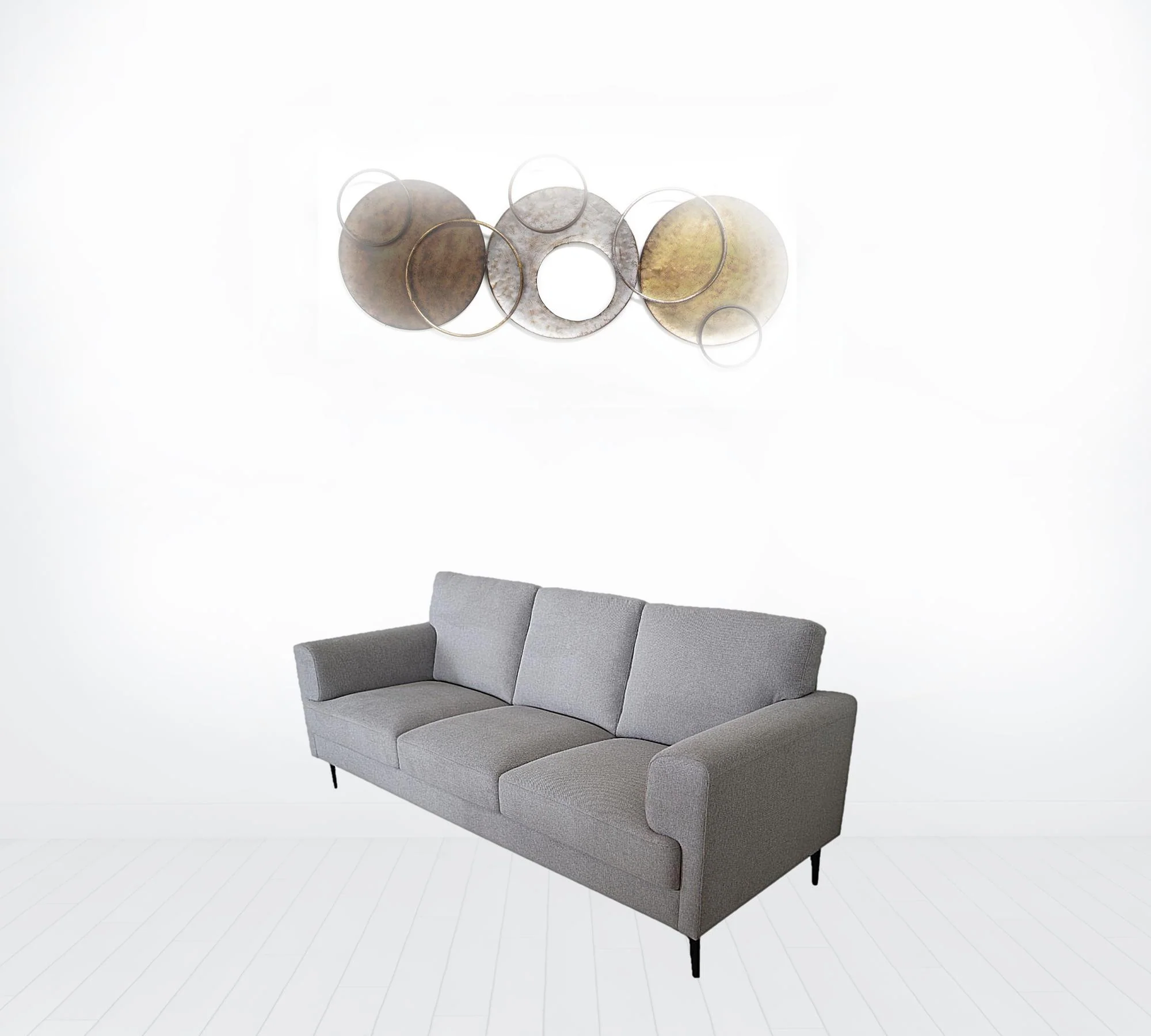 84" Light Gray Linen And Black Sofa By Homeroots - Image 2