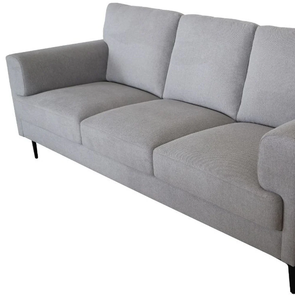 84" Light Gray Linen And Black Sofa By Homeroots - Image 4