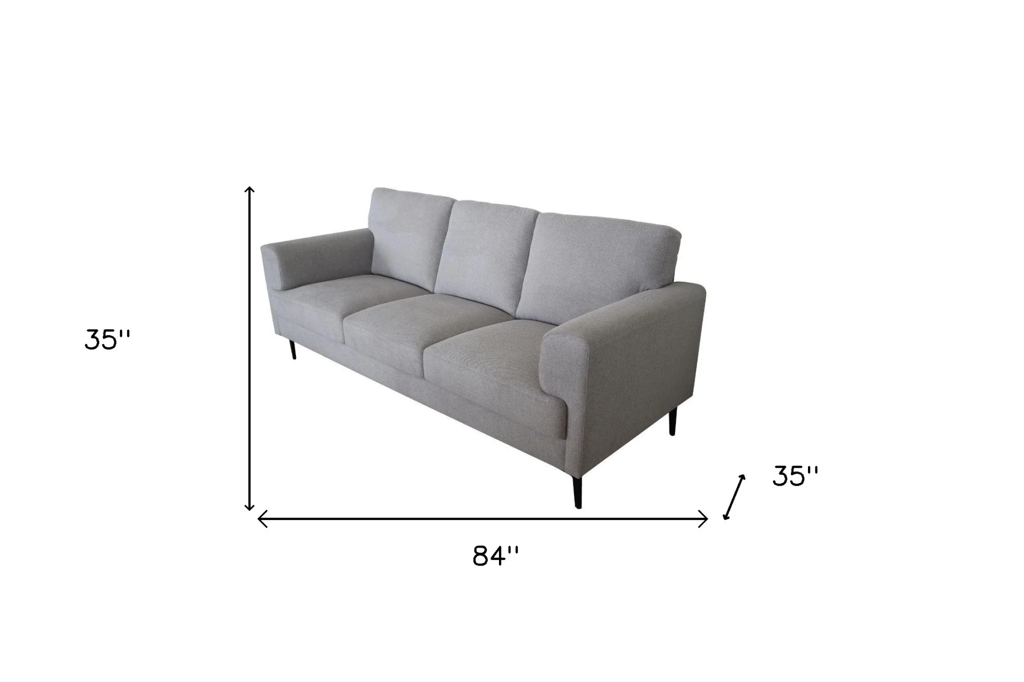 84" Light Gray Linen And Black Sofa By Homeroots - Image 5
