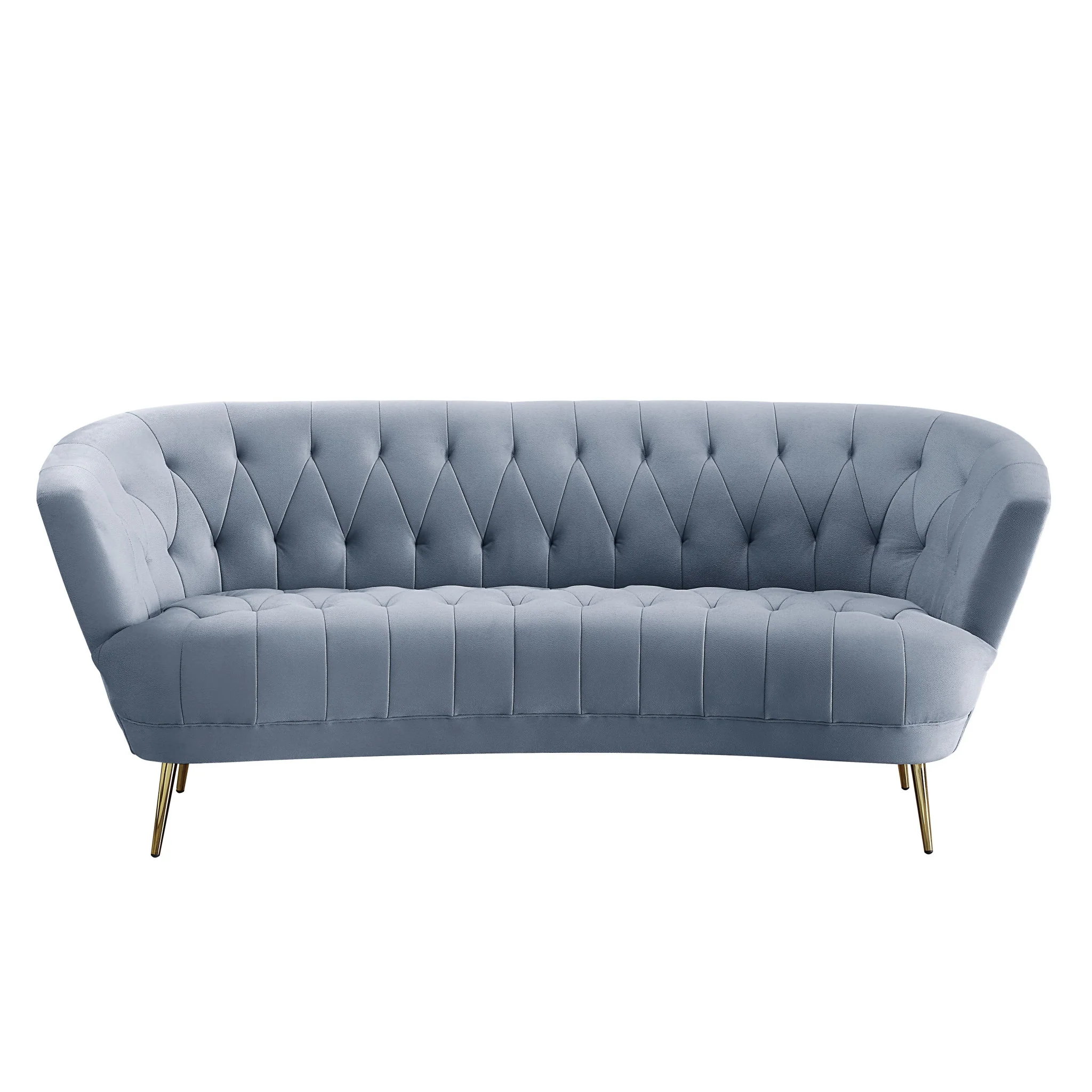 84" Light Gray Velvet And Gold Sofa By Homeroots - Image 2