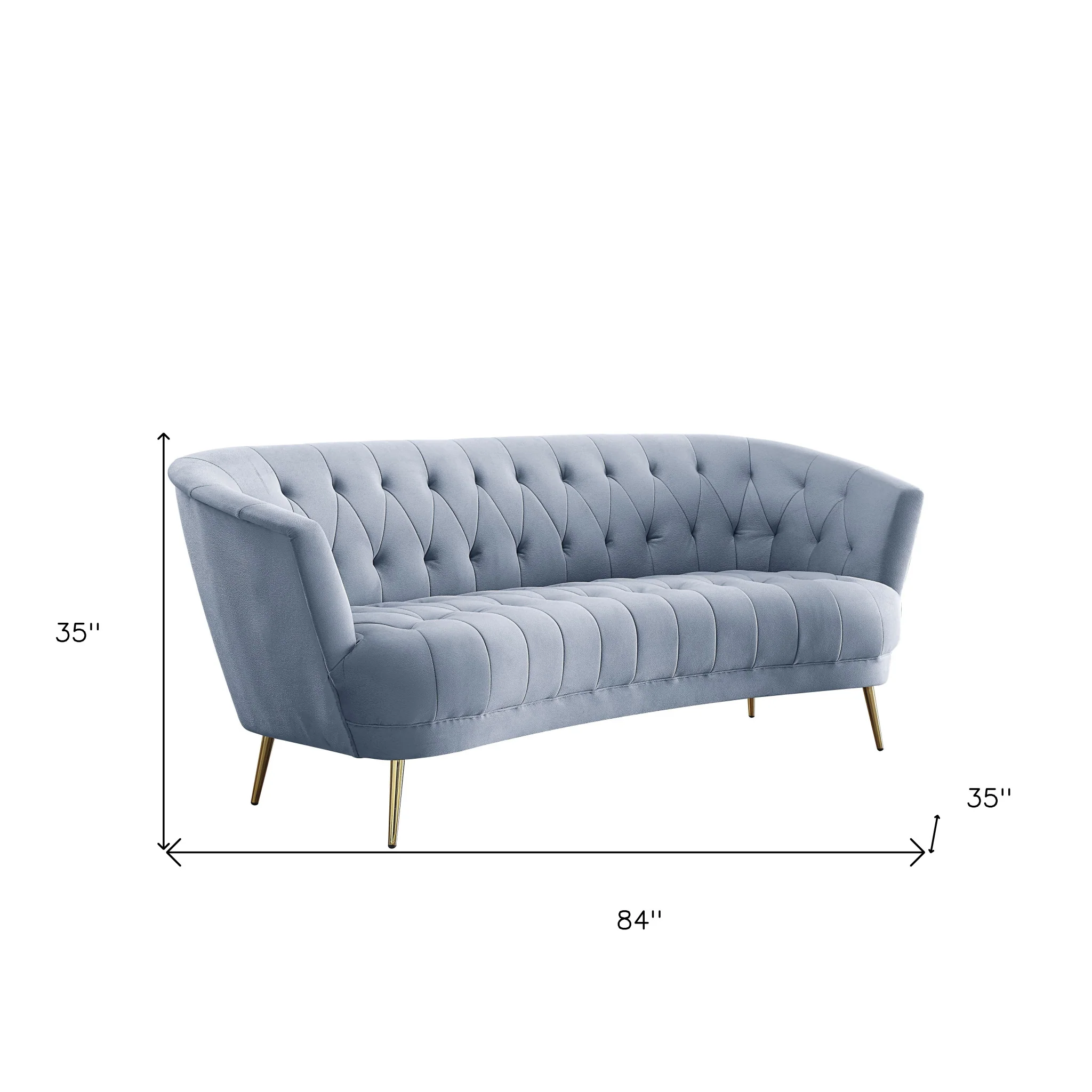 84" Light Gray Velvet And Gold Sofa By Homeroots - Image 7