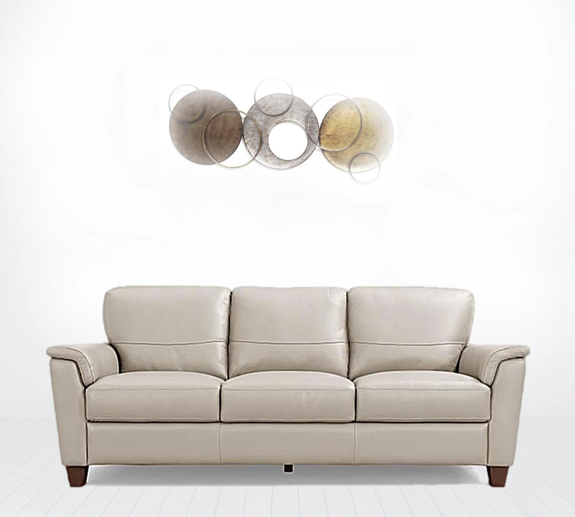 85" Beige Leather And Black Sofa By Homeroots - Image 2