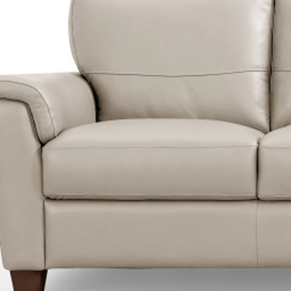 85" Beige Leather And Black Sofa By Homeroots - Image 3
