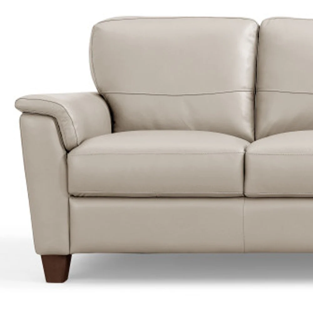 85" Beige Leather And Black Sofa By Homeroots - Image 4