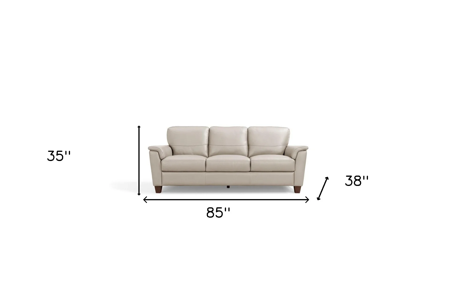 85" Beige Leather And Black Sofa By Homeroots - Image 5