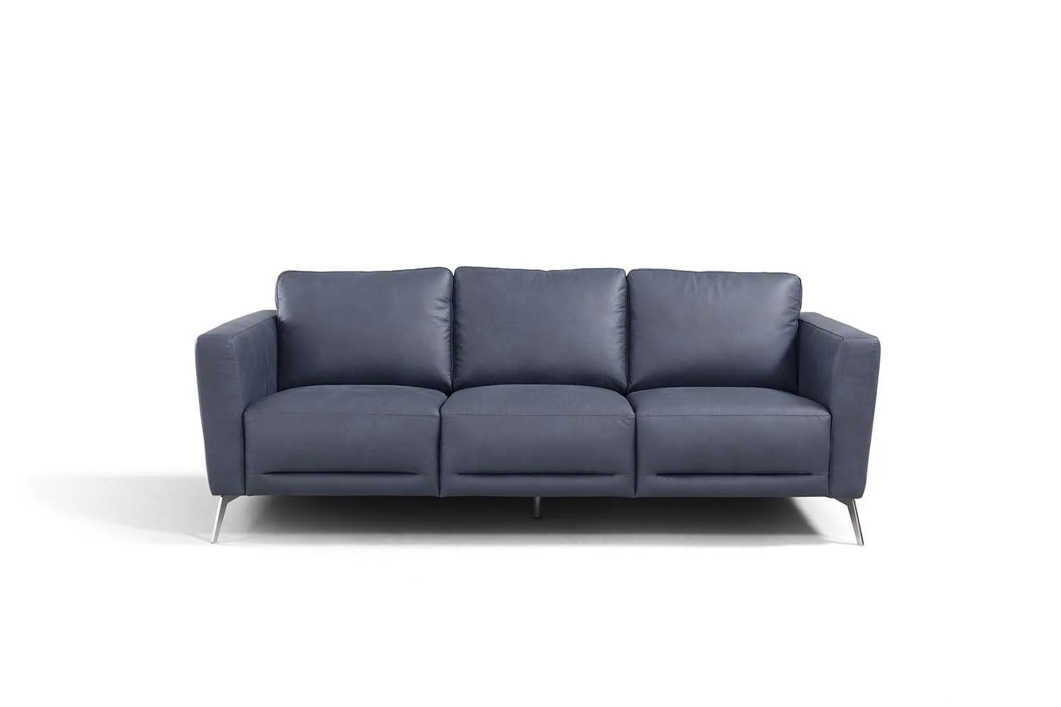 85" Blue Leather And Black Sofa By Homeroots - Image 2