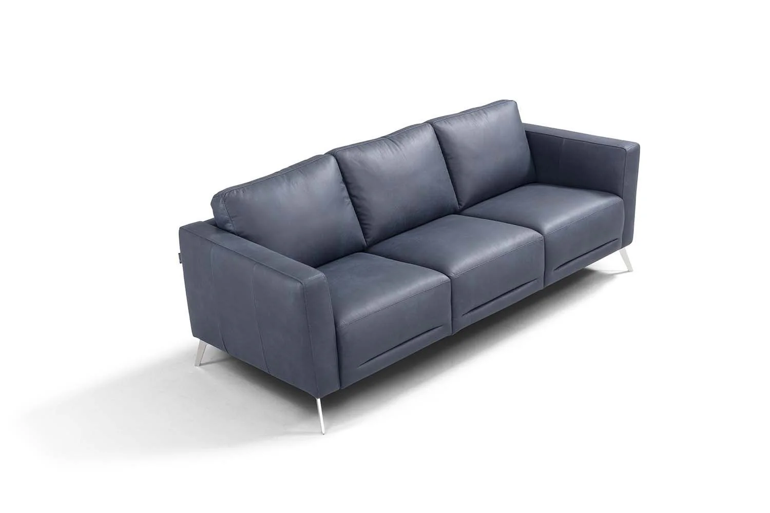 85" Blue Leather And Black Sofa By Homeroots - Image 3