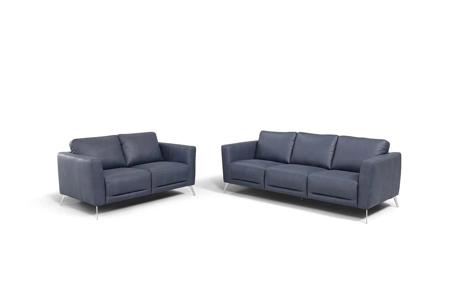 85" Blue Leather And Black Sofa By Homeroots - Image 5