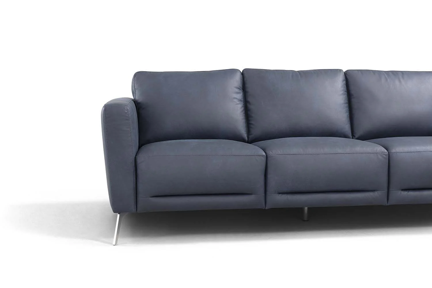 85" Blue Leather And Black Sofa By Homeroots - Image 7