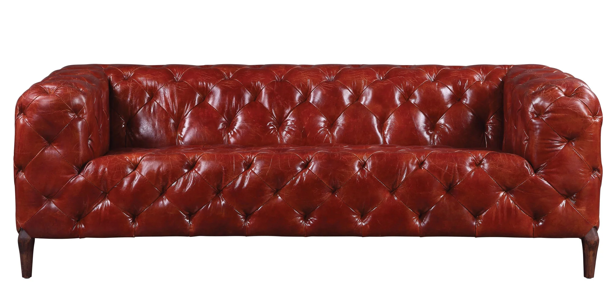85" Merlot Top Grain Leather And Black Sofa By Homeroots - Image 2
