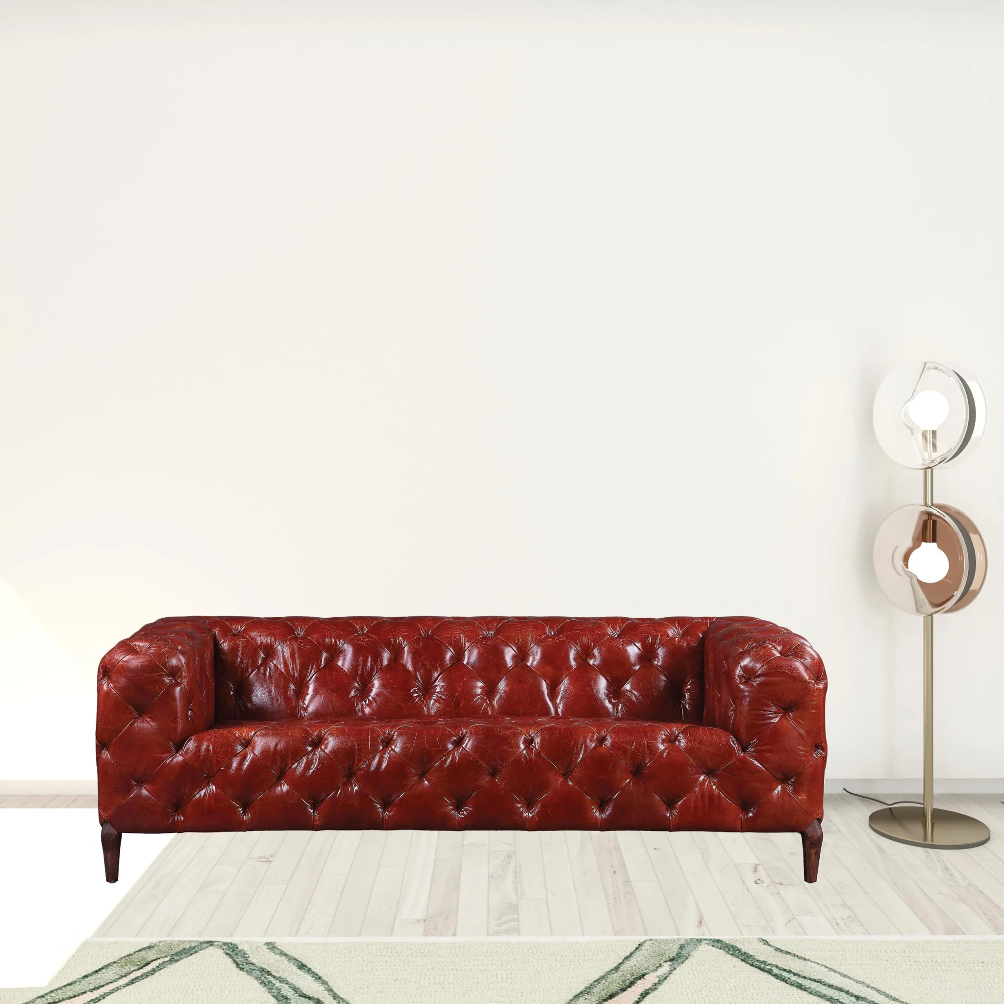 85" Merlot Top Grain Leather And Black Sofa By Homeroots - Image 4