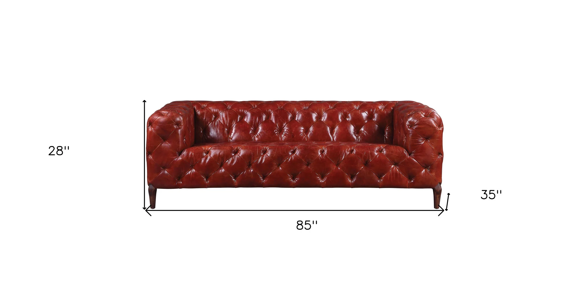 85" Merlot Top Grain Leather And Black Sofa By Homeroots - Image 5