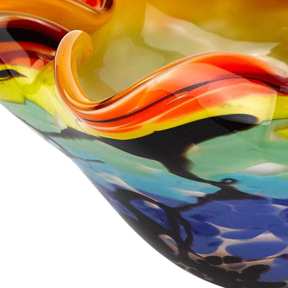 85 Mouth Blown Art Glass Wavy Inch Centerpiece Or Candy Bowl By Homeroots - Image 5