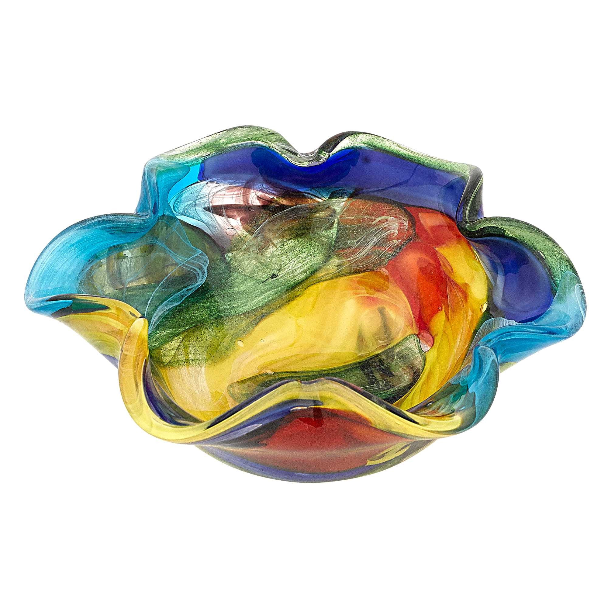 85 Multicolor Art Glass Floppy Centerpiece Bowl By Homeroots - Image 3