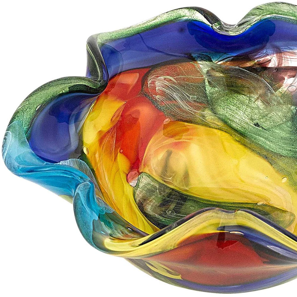 85 Multicolor Art Glass Floppy Centerpiece Bowl By Homeroots - Image 4