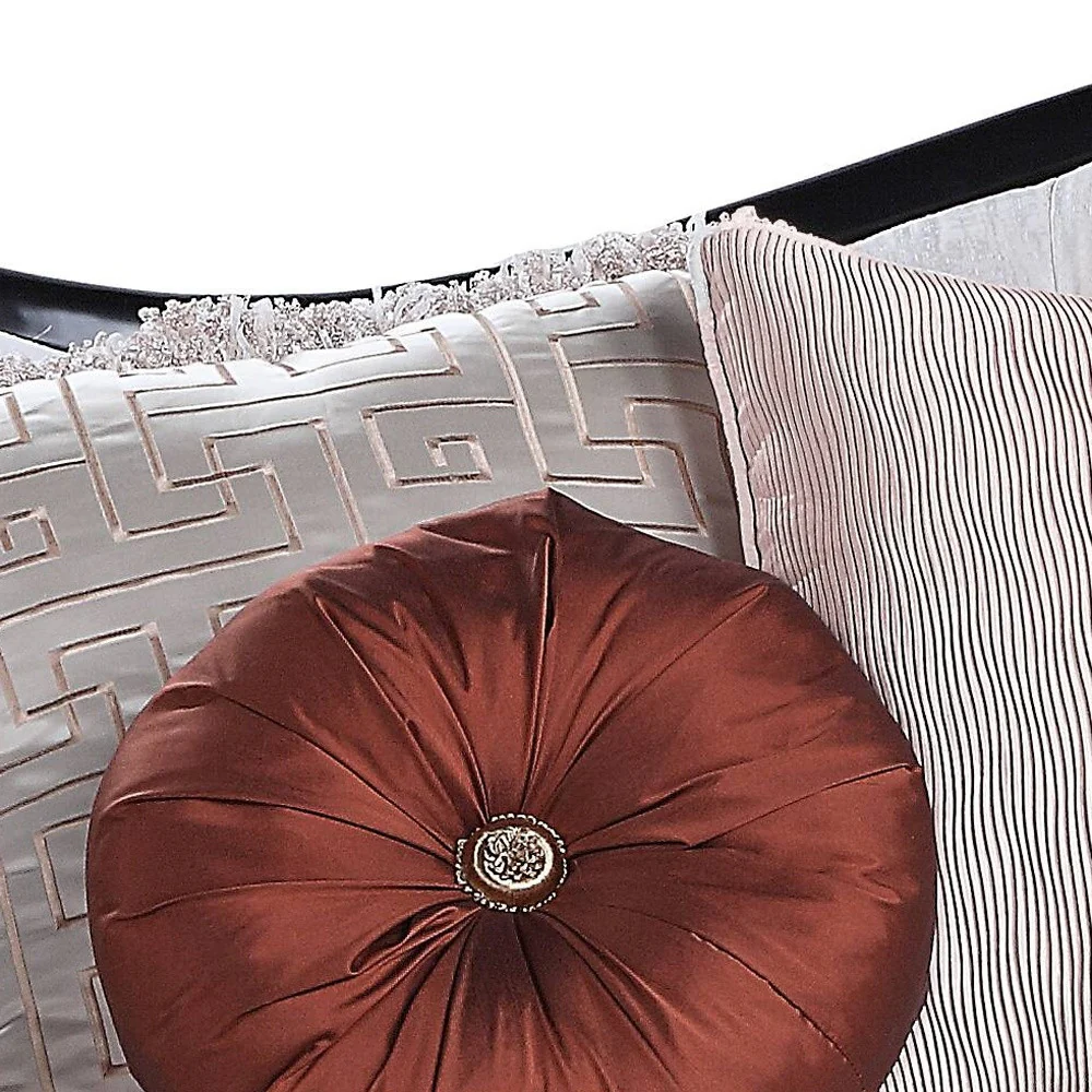 86" Beige And Black Sofa With Seven Toss Pillows By Homeroots - Image 4