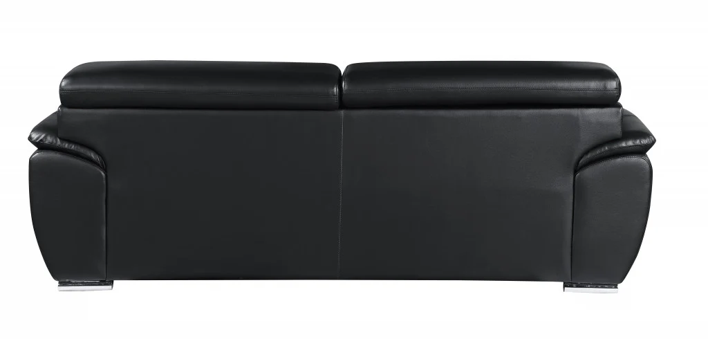 86" Captivating Black Leather Sofa By Homeroots - Image 3