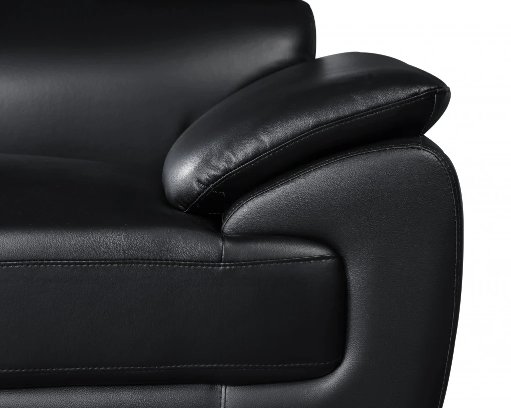 86" Captivating Black Leather Sofa By Homeroots - Image 5