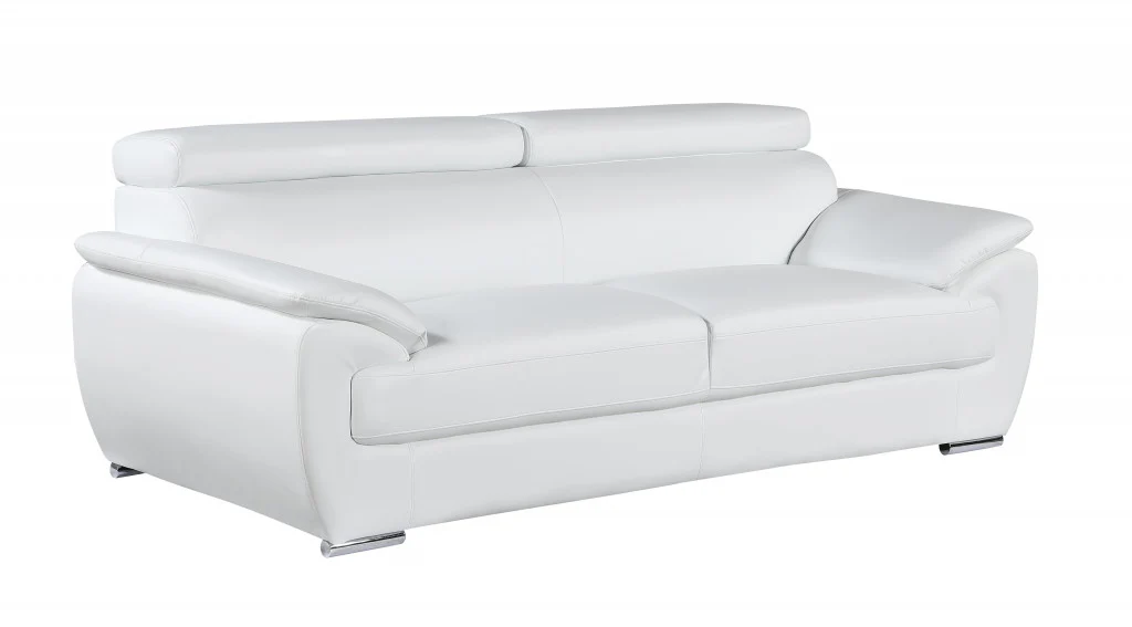 86" Captivating White Leather Sofa By Homeroots - Image 2