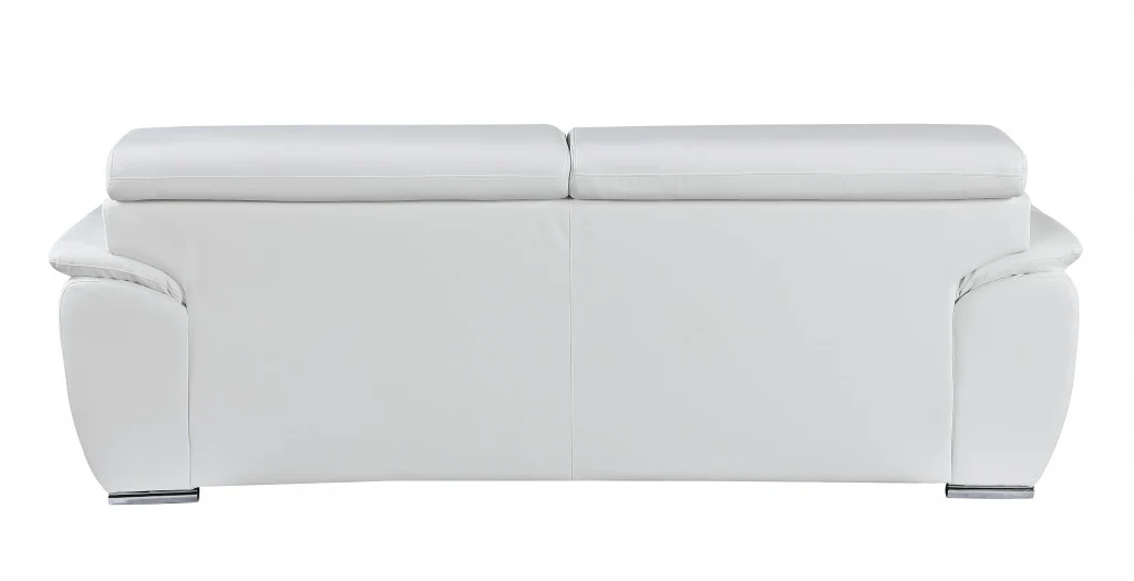 86" Captivating White Leather Sofa By Homeroots - Image 3