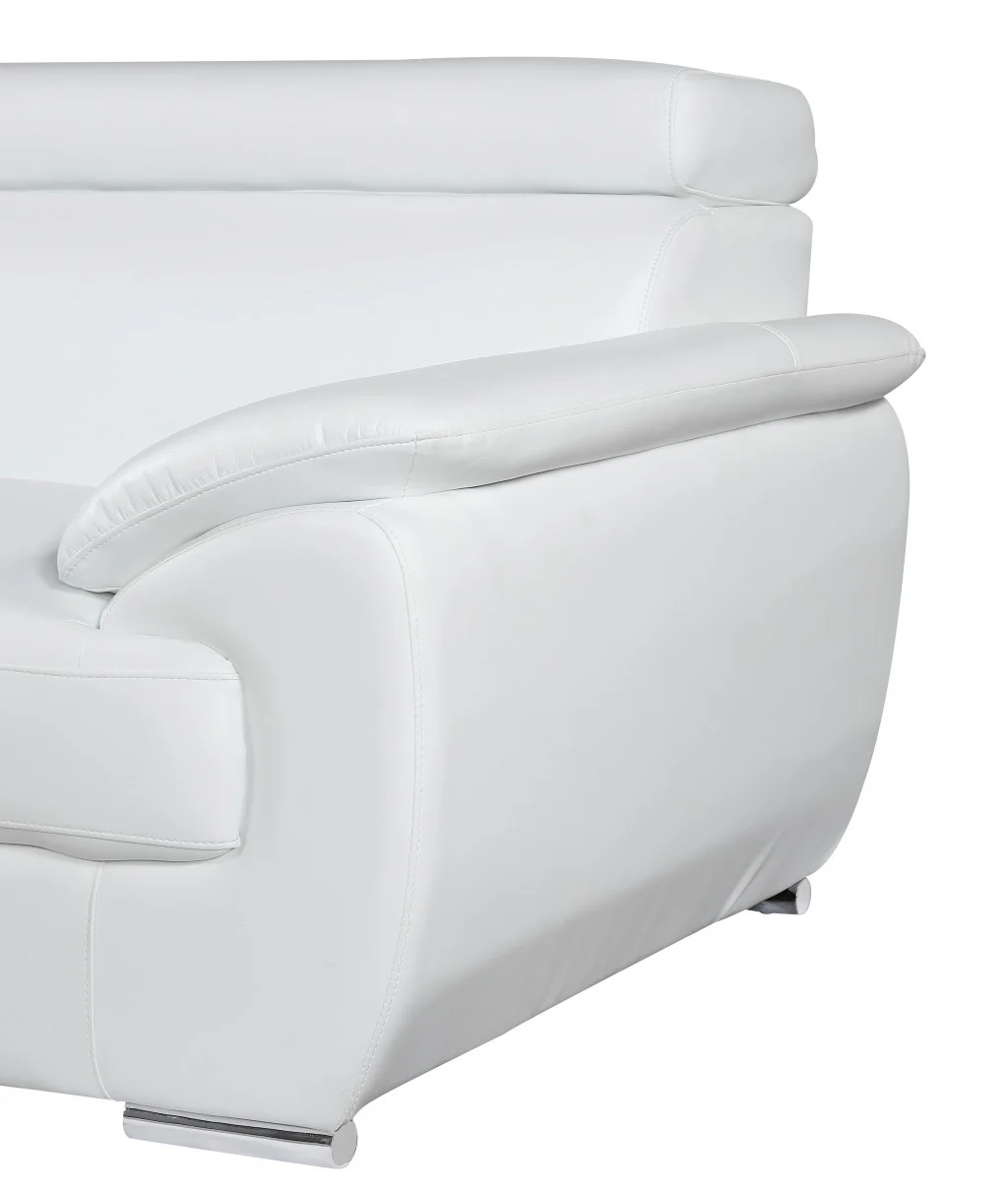 86" Captivating White Leather Sofa By Homeroots - Image 5