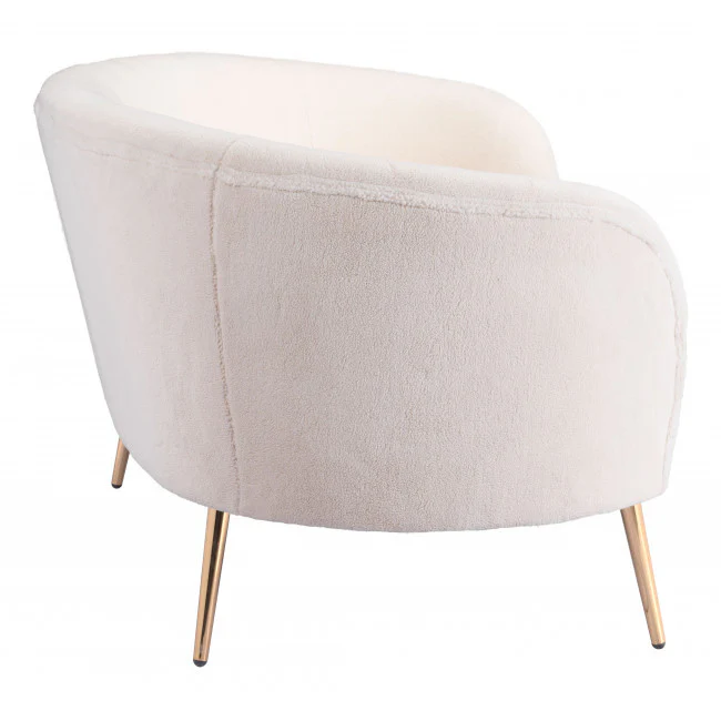 86" White Polyester Blend And Gold Sofa By Homeroots - Image 2