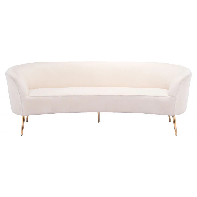 86" White Polyester Blend And Gold Sofa By Homeroots - Image 3