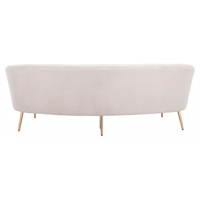 86" White Polyester Blend And Gold Sofa By Homeroots - Image 4
