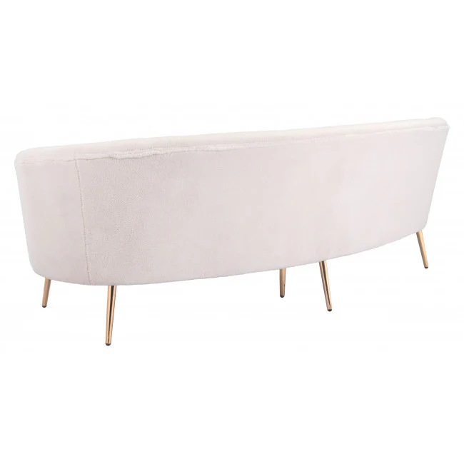 86" White Polyester Blend And Gold Sofa By Homeroots - Image 5