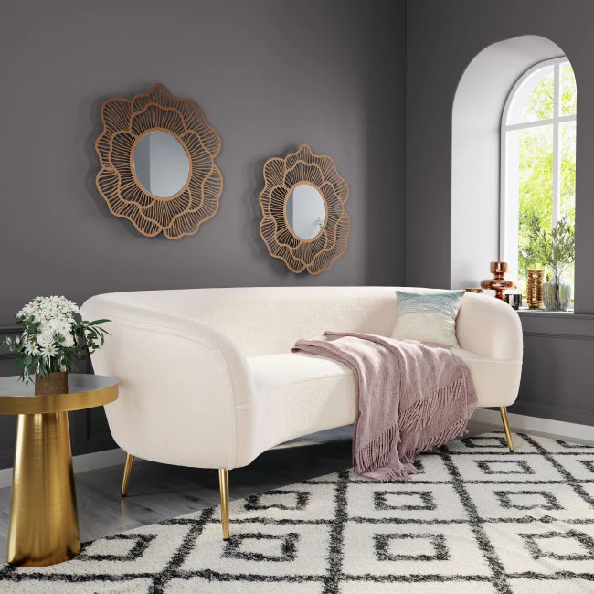 86" White Polyester Blend And Gold Sofa By Homeroots - Image 8