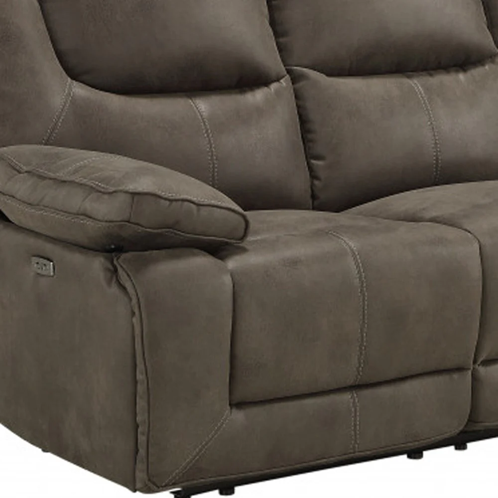 87" Gray And Black Reclining Usb Sofa By Homeroots - Image 3