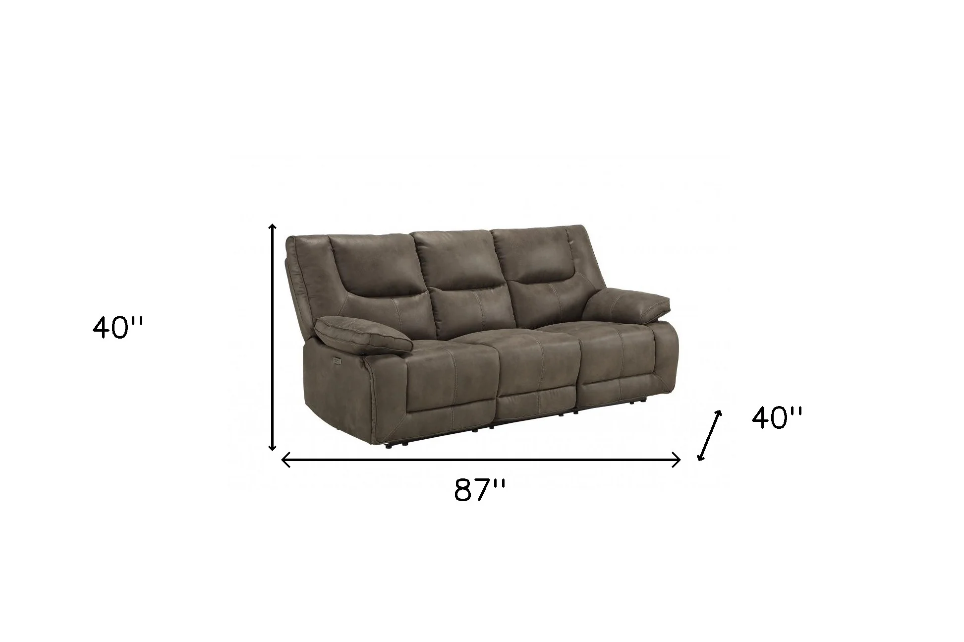 87" Gray And Black Reclining Usb Sofa By Homeroots - Image 5