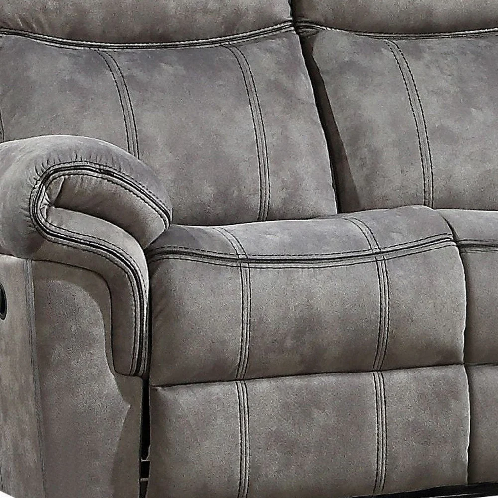 87" Gray Velvet And Black Usb Sofa By Homeroots - Image 3