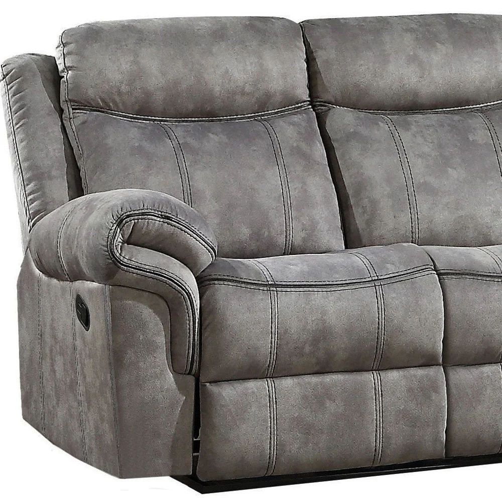 87" Gray Velvet And Black Usb Sofa By Homeroots - Image 4